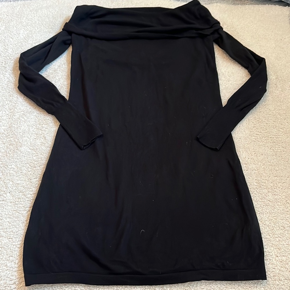 Nicole Miller Black Cowl Neck Knit Sweater Dress Size Medium
